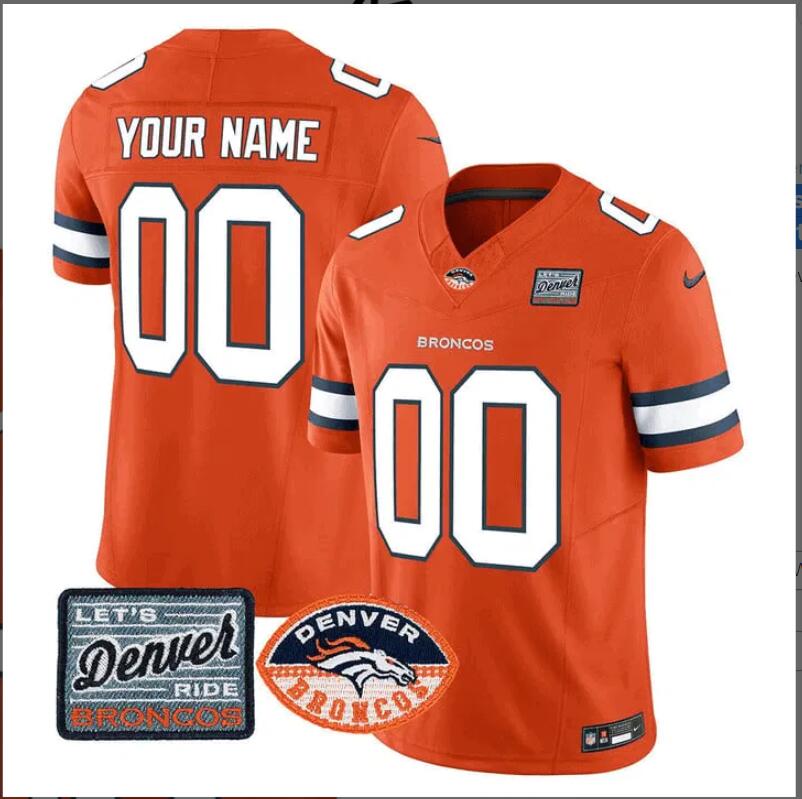Men 2024 Nike NFL Denver Broncos Logo Patch Vapor Limited Custom Jersey